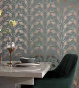 Astoria Foil Wallpaper by 1838 Wallcoverings Neo Mint