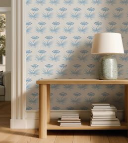 Astrid Wallpaper by Kate Medlicott Cloudy Blue & Ocean