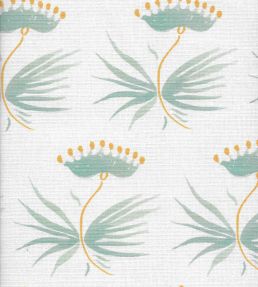 Astrid Fabric by Kate Medlicott Duck Egg & Ochre