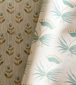 Astrid Fabric by Kate Medlicott Duck Egg & Ochre
