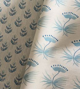 Astrid Fabric by Kate Medlicott Ocean & Cloudy Blue