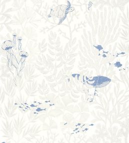 Atlantide Wallpaper by Casadeco Blanc / Bleu Outremer