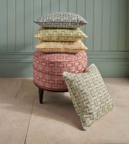Attwood Fabric by Nina Campbell Aqua/Ochre/Ivory