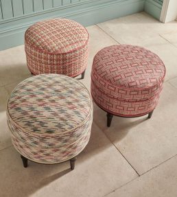 Hadlow Fabric by Nina Campbell Coral/Taupe/Duck Egg