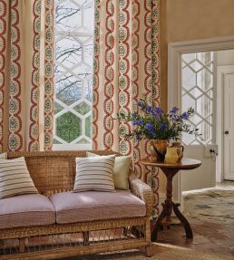 Aubrey Stripe Fabric by Colefax and Fowler Coral/Aqua