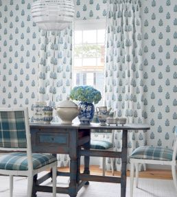 Audrey Wallpaper by Thibaut Blue