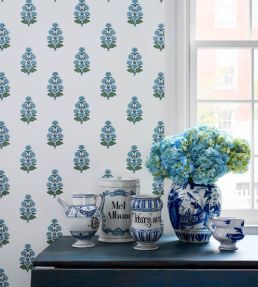Audrey Wallpaper by Thibaut Blue