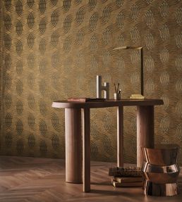 Auraria Wallpaper by Casamance Vert De Gris / Dore