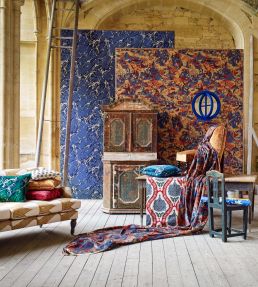 Avalonis Velvet Fabric by Zoffany Como Blue / Koi