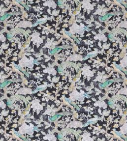 Aviary Glazed Fabric by Madeaux 03 Midnight Forest