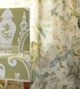 Aviary Glazed Fabric by Madeaux 04 Golden Teal
