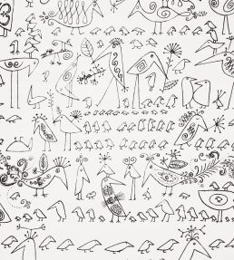 Aviary Wallpaper by Schumacher Black On White