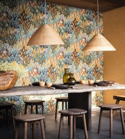 Avicennia Wallpaper by Casamance Fuschia/Ocre
