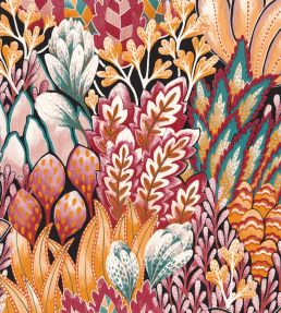 Avicennia Wallpaper by Casamance Fuschia/Ocre