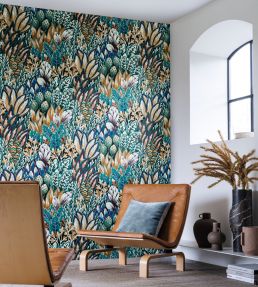 Avicennia Wallpaper by Casamance Noir/Topaze
