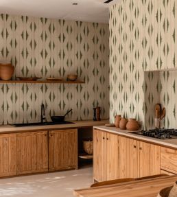 Azilal Embroidery Wallpaper by Coordonne Leaves