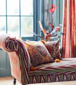 Bakhmal Ikat Fabric by MINDTHEGAP Red Green