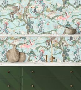 Balancing Act Wallpaper by Brand McKenzie Green Sky