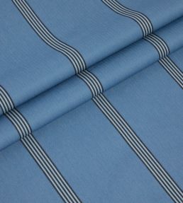 Ballycastle Stripe Fabric by Ian Mankin Slate Blue