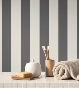 Baltic Rayure Wallpaper by Casadeco Charbon