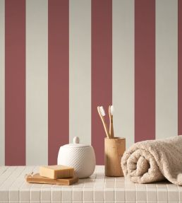 Baltic Rayure Wallpaper by Casadeco Rouge