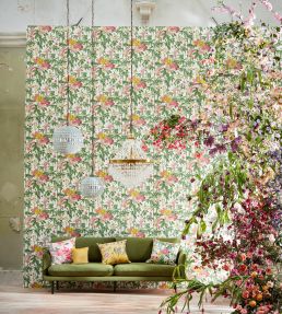 Bamboo & Birds Wallpaper by Sanderson Scallion Green