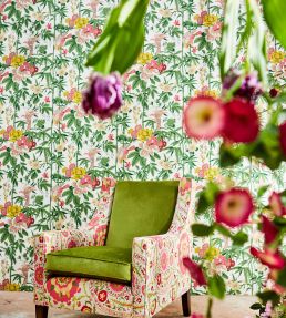 Bamboo & Birds Wallpaper by Sanderson Scallion Green