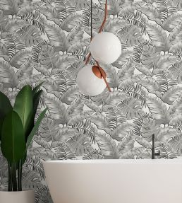 Banana Leaves Wallpaper by Brand McKenzie Black / White