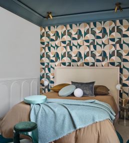 Barillet Wallpaper by Casamance Emeraude/Beige