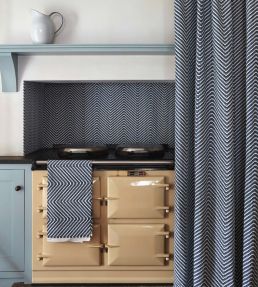 Chevron Fabric by Barneby Gates Ink Blue