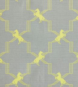 Horse Trellis Fabric by Barneby Gates Acid Yellow On Grey