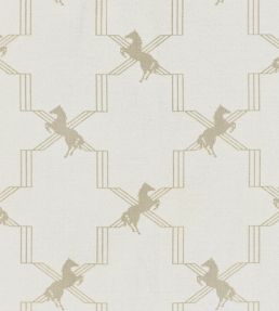 Horse Trellis Fabric by Barneby Gates Metallic Stone