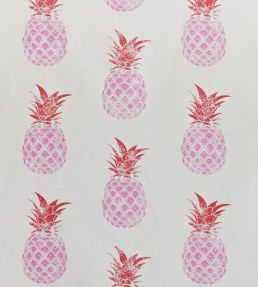 Pineapples Fabric by Barneby Gates Pink On Cream