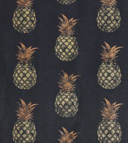 Pineapples Fabric by Barneby Gates Gold On Charcoal