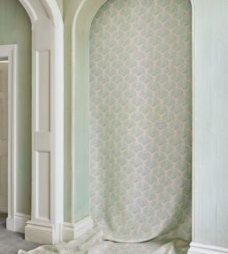 Scallop Shell Fabric by Barneby Gates Plaster/Green