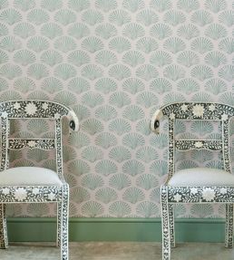 Scallop Shell Wallpaper by Barneby Gates Plaster/Green