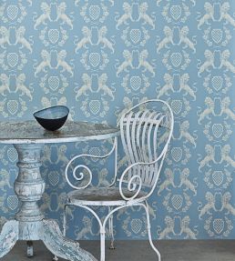 Heraldic Lion Wallpaper by Barneby Gates Wedgewood Blue