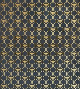 Honey Bees Wallpaper by Barneby Gates Gold on Charcoal