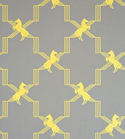 Horse Trellis Wallpaper by Barneby Gates Acid on Grey