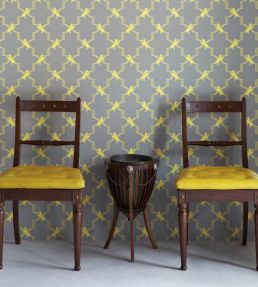 Horse Trellis Wallpaper by Barneby Gates Acid on Grey
