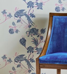 Vintage Bird Trail Wallpaper by Barneby Gates Blue/Pink