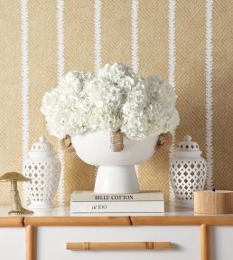 Barrier Weave Wallpaper by Thibaut Metallic Silver on Soft Grey