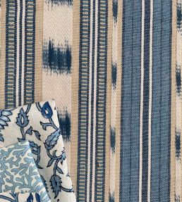 Basil Stripe Fabric by GP & J Baker Red/Indigo