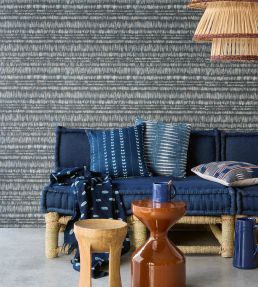 Batik Stripes Wallpaper by Eijffinger Blue
