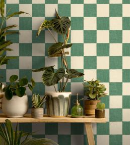 Battenberg Wallpaper by Woodchip & Magnolia Spinach Green