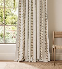 Beanstalk Stripe Fabric by Scion Mushroom/Coast Blue