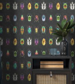 Beetle Jewels Wallpaper by Woodchip & Magnolia Multi Black