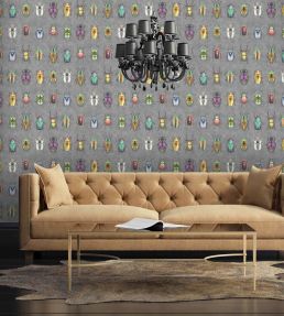 Beetle Jewels Wallpaper by Woodchip & Magnolia Multi Charcoal