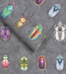 Beetle Jewels Wallpaper by Woodchip & Magnolia Multi Charcoal