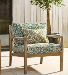 Bellflowers Weave Outdoor Fabric by Morris & Co Moss/Wheat